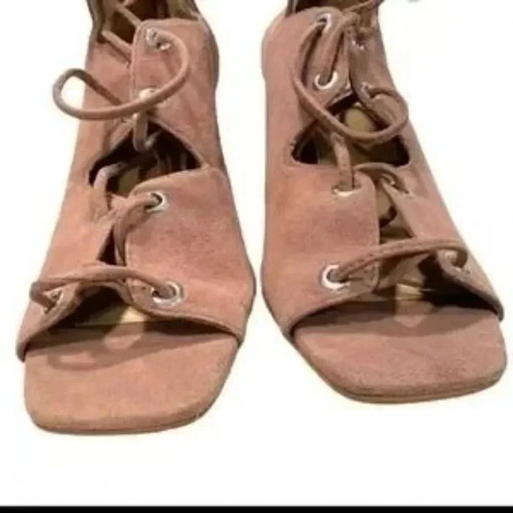 Vince Camuto Pink Suede Lace Up Booties - Picture 3 of 5